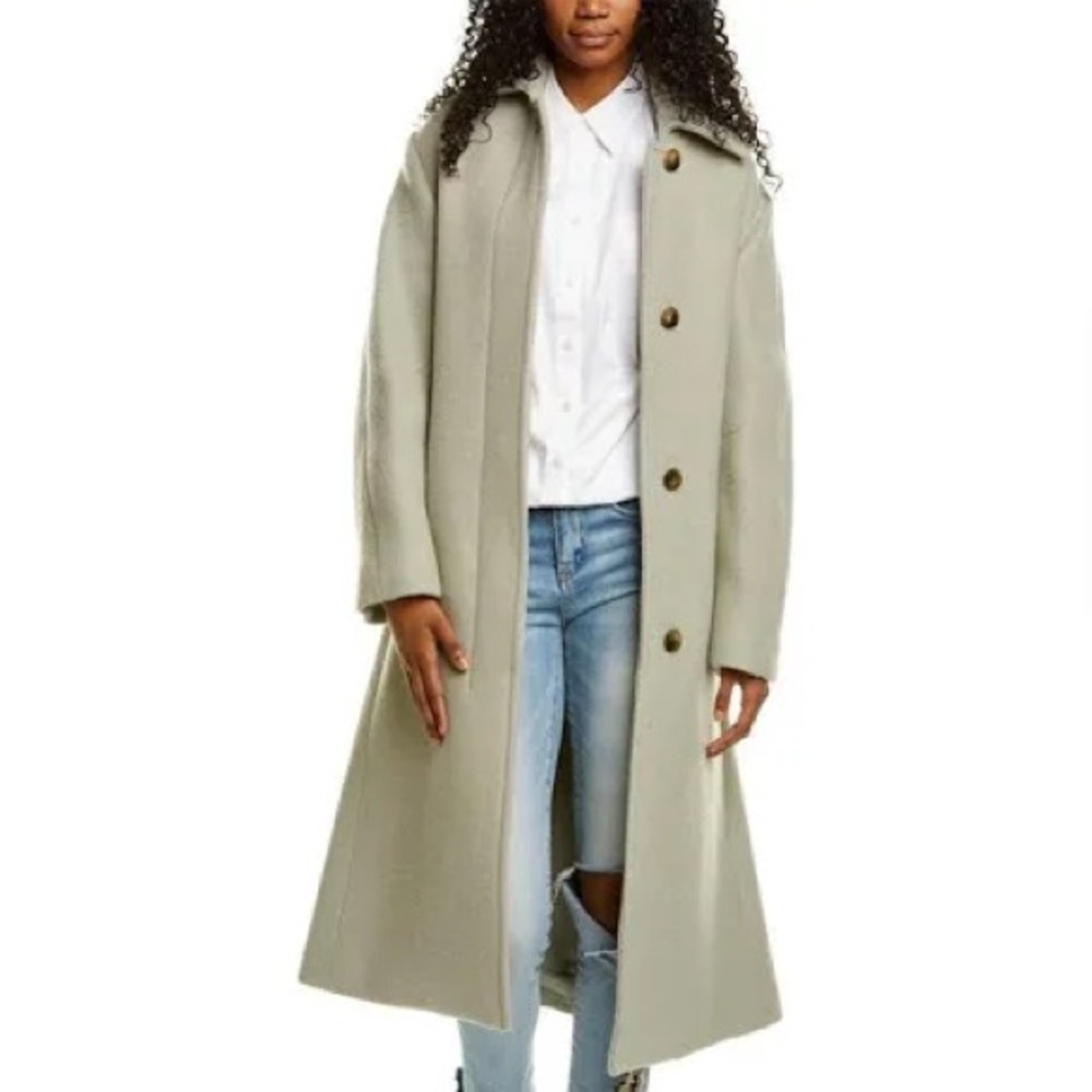 Vince Alpaca Wool Coat with Leather Belt XS